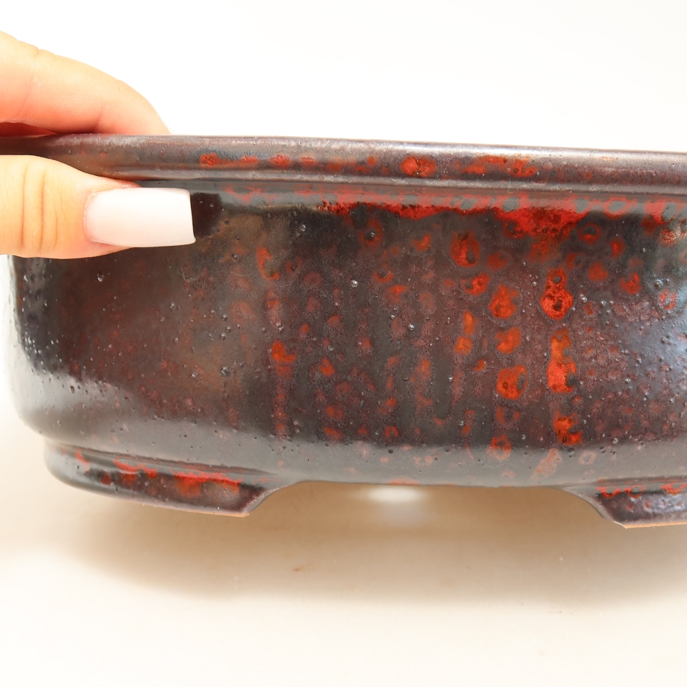 Keramische bonsaipot 26 x 22 x 8 cm, kleur metaalrood