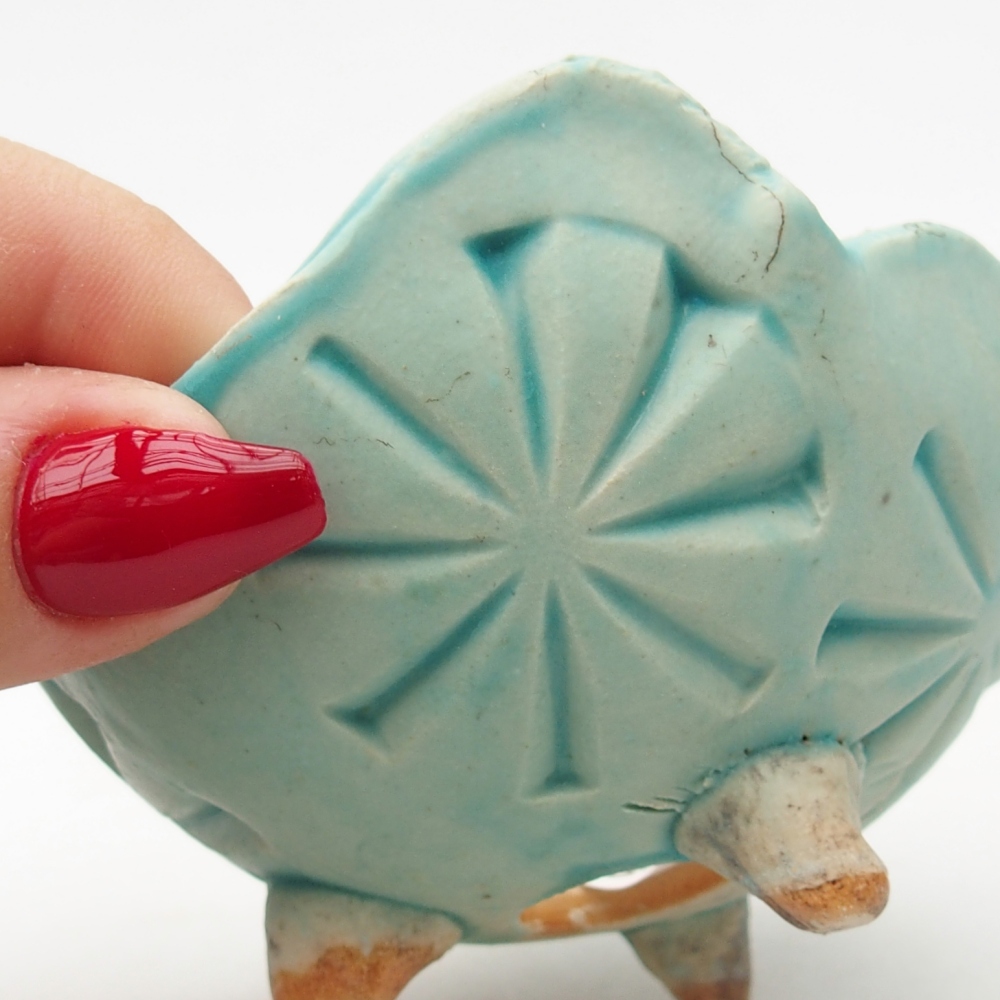 Schelp van keramiek 8,5 x 8 x 5 cm , kleur blauw