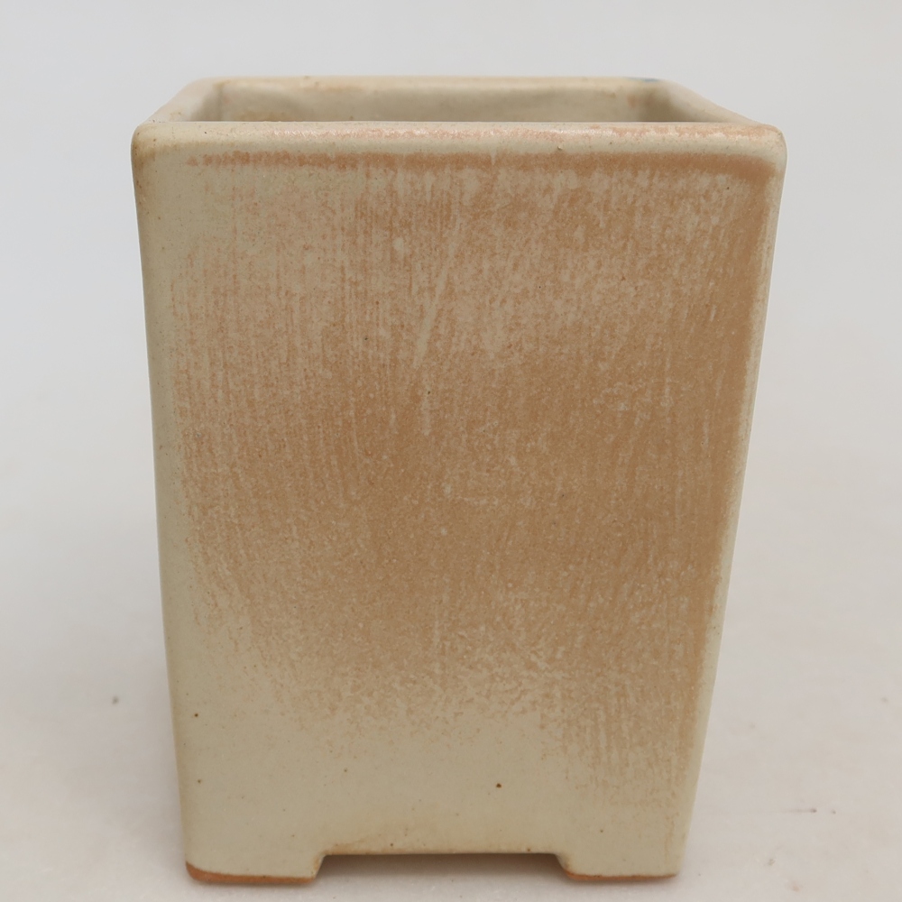 Keramische bonsaipot 7,5 x 7,5 x 10 cm, kleur beige