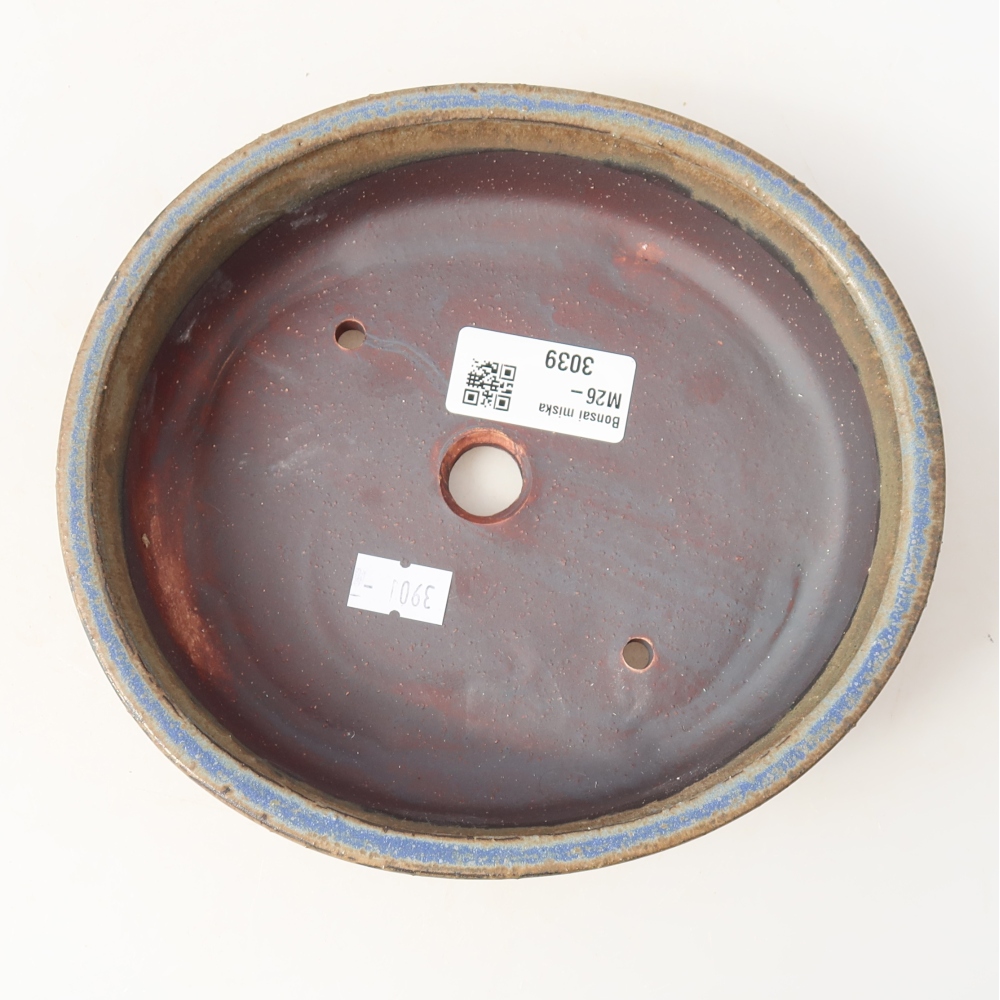Bonsaischaal van keramiek 17,5 x 16 x 4,5 cm, kleur blauw
