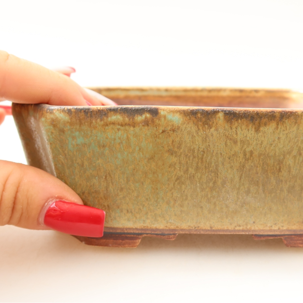 Keramische bonsaipot 14 x 11,5 x 4,5 cm, kleur: groen