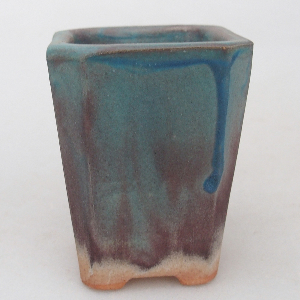 Bonsaischaal van keramiek 5,5 x 5,5 x 7 cm, kleur blauw