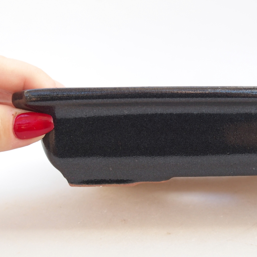 Bonsaischaal van keramiek 26 x 26 x 8 cm, kleur rood