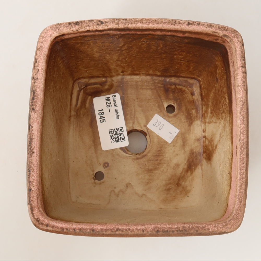 Bonsaischaal van keramiek 13 x 13 x 8 cm, roze