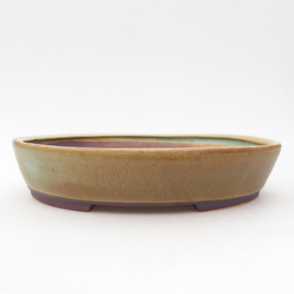 Bonsaischaal van keramiek 22,5 x 20 x 4,5 cm, groen