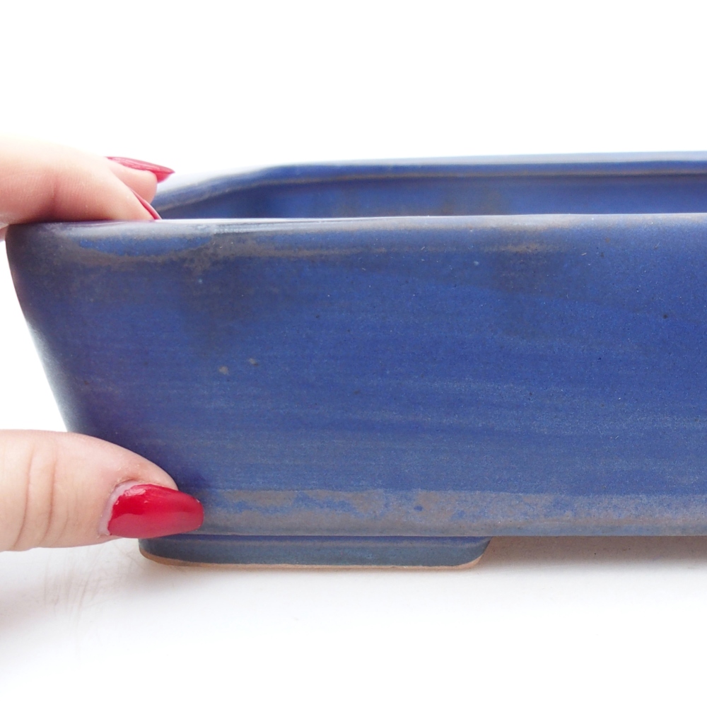 Bonsaischaal van keramiek 26,5 x 20 x 6,5 cm, kleur blauw