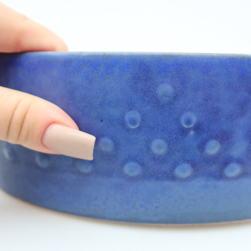 Bonsaischaal van keramiek 24 x 24 x 7 cm, kleur blauw