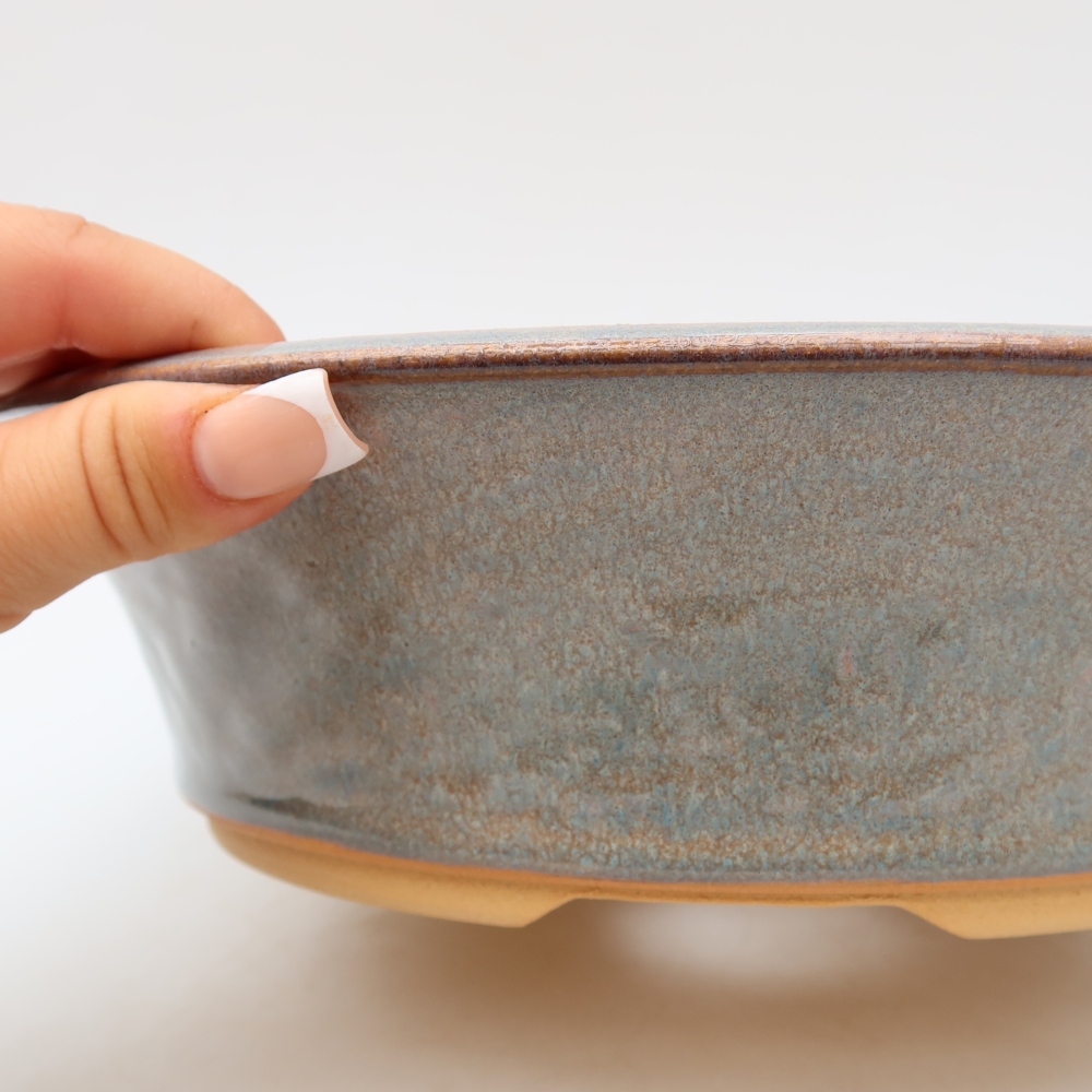 Keramische bonsaipot 26,5 x 26,5 x 7 cm, kleur grijs