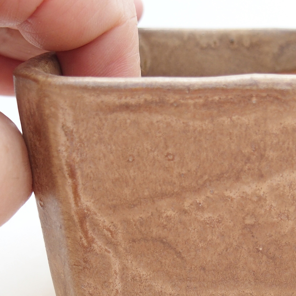 Bonsaischaal van keramiek 9 x 9 x 7 cm, kleur beige