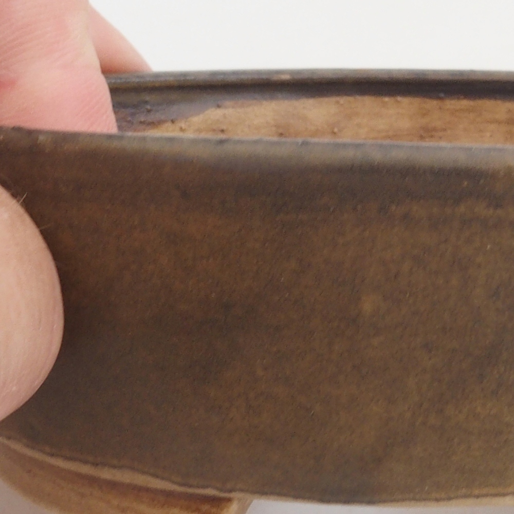 Bonsaischaal van keramiek 10 x 8,5 x 4 cm, bruin