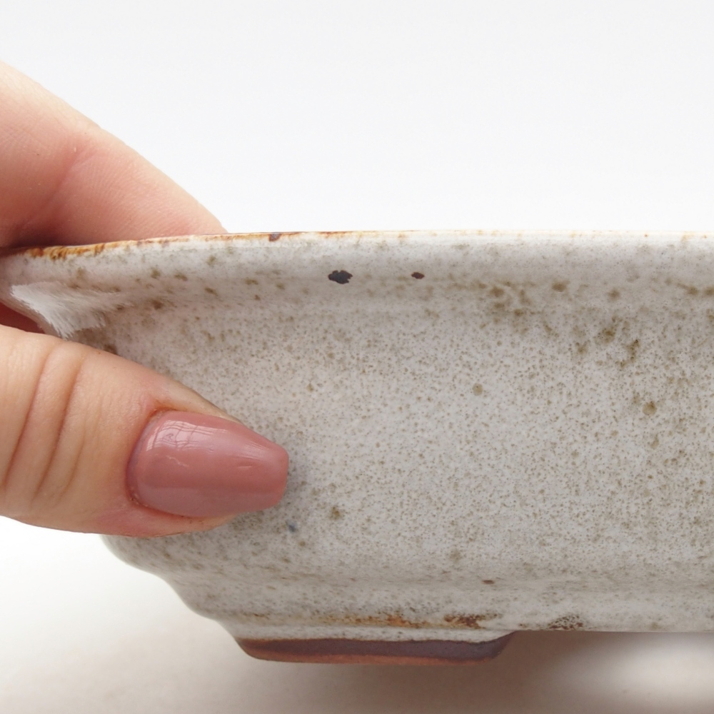 Bonsaischaal van keramiek 18,5 x 13,5 x 5 cm, kleur wit