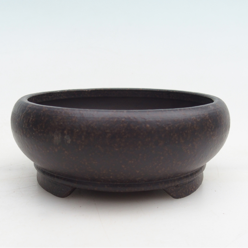 Bonsaischaal van keramiek 12 x 12 x 5 cm, kleur okerbruin