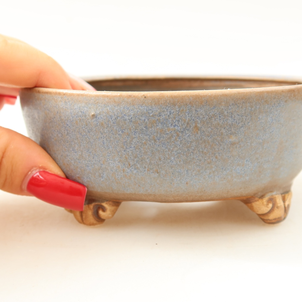 Keramische bonsaischaal 10,5 x 10,5 x 4 cm, kleur: blauw