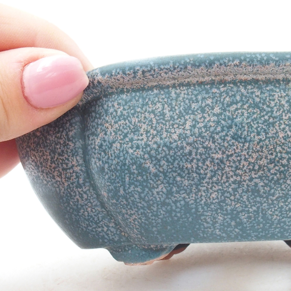 Bonsaischaal van keramiek 12,5 x 10 x 4,5 cm, kleur blauw