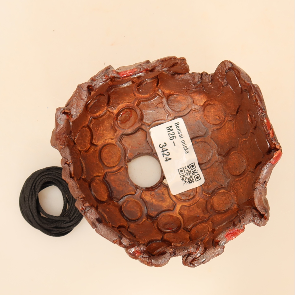Keramische schaal voor Kokedama, 10 x 10 x 8 cm, kleur: bruin