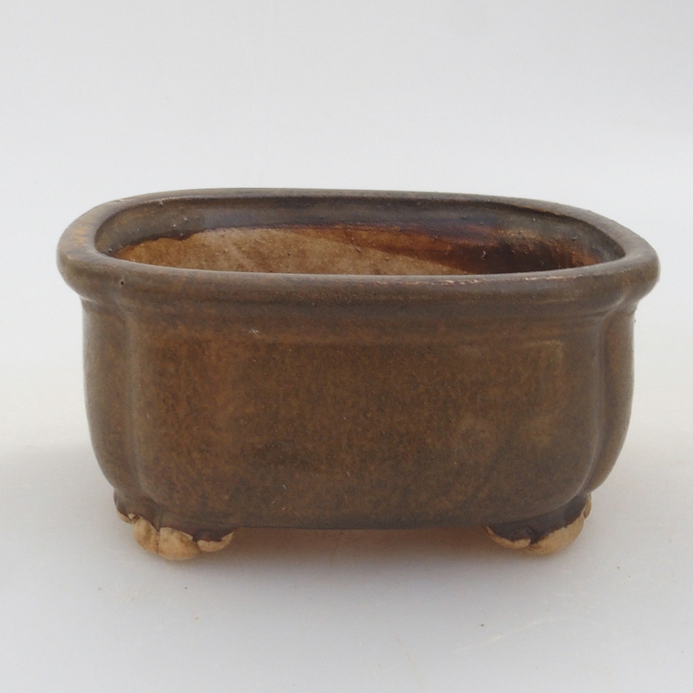 Bonsaischaal van keramiek 10 x 8,5 x 4 cm, bruin