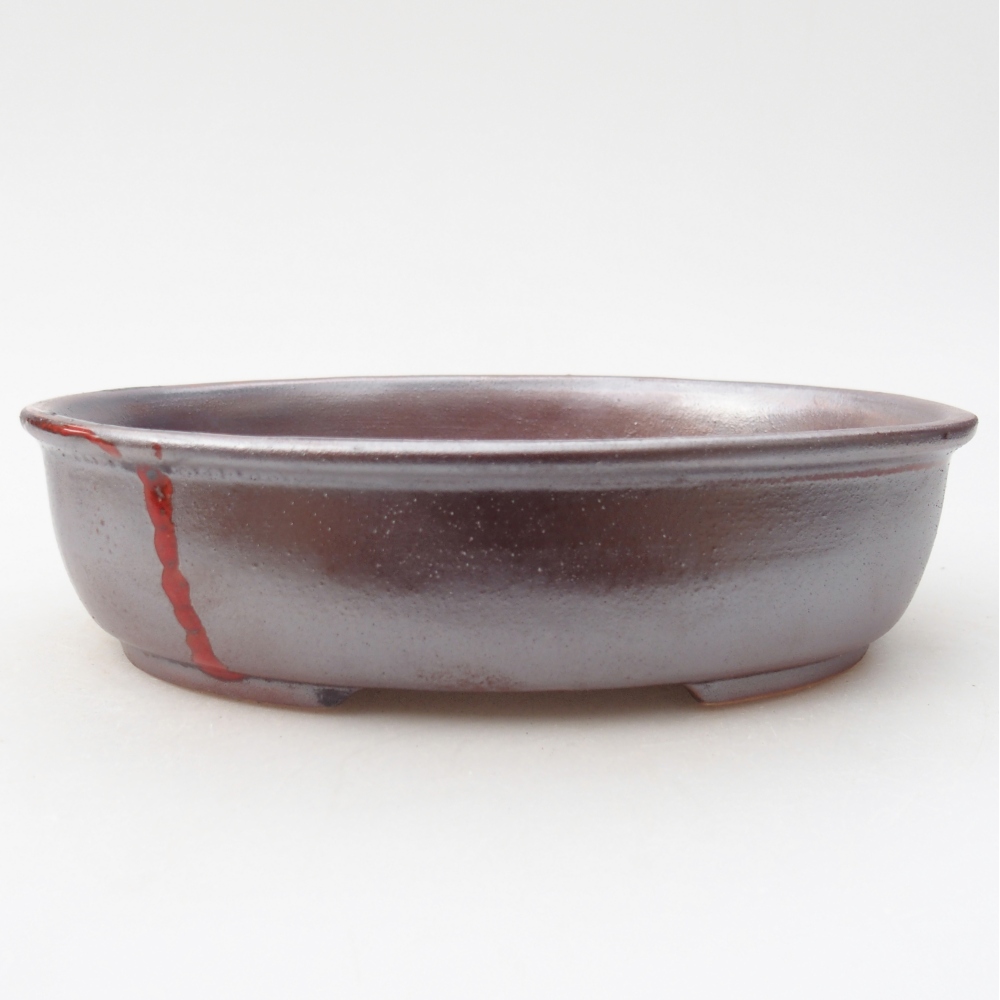 Bonsaischaal van keramiek 19 x 14,5 x 4,5 cm, rood metallic