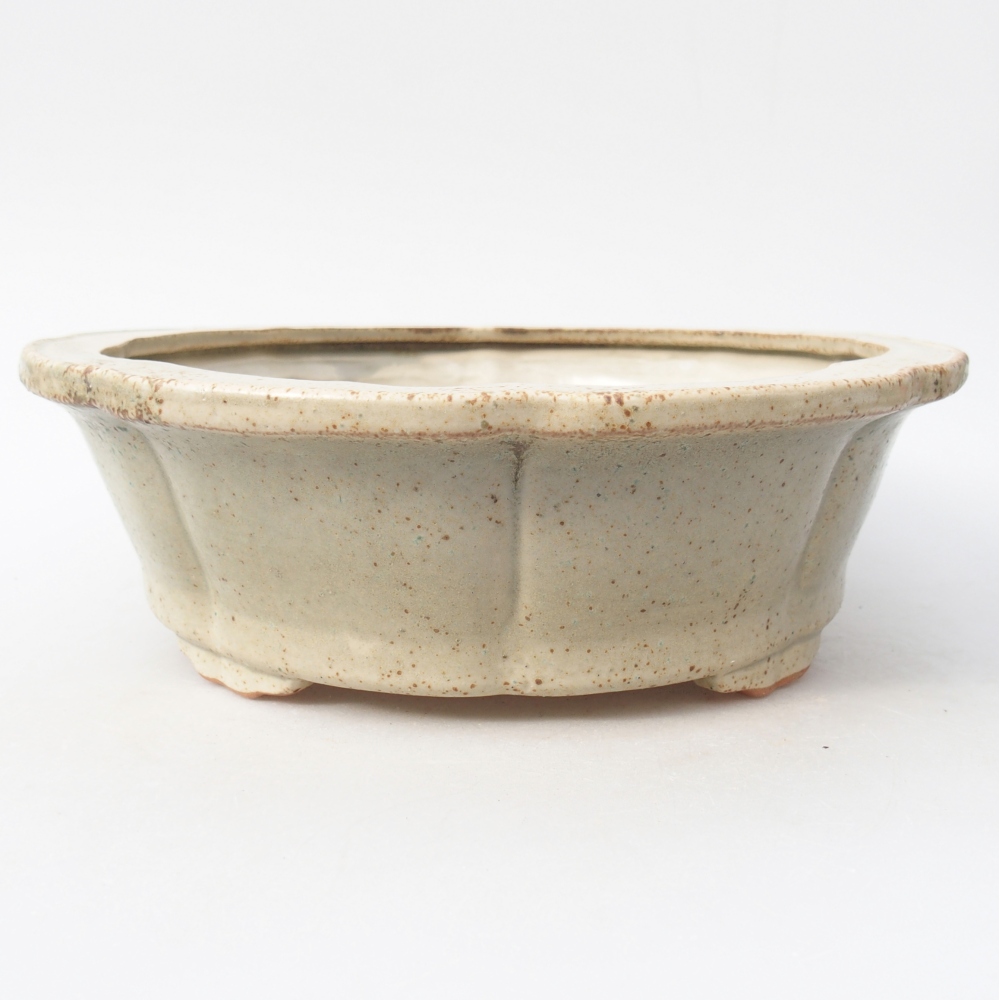 Bonsaischaal van keramiek 26 x 26 x 8,5 cm, kleur beige