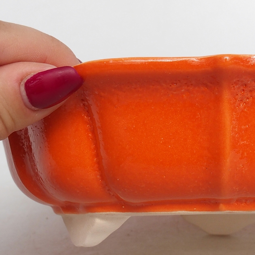 Bonsaischaal van keramiek 18,5 x 18,5 x 5,5 cm, oranje