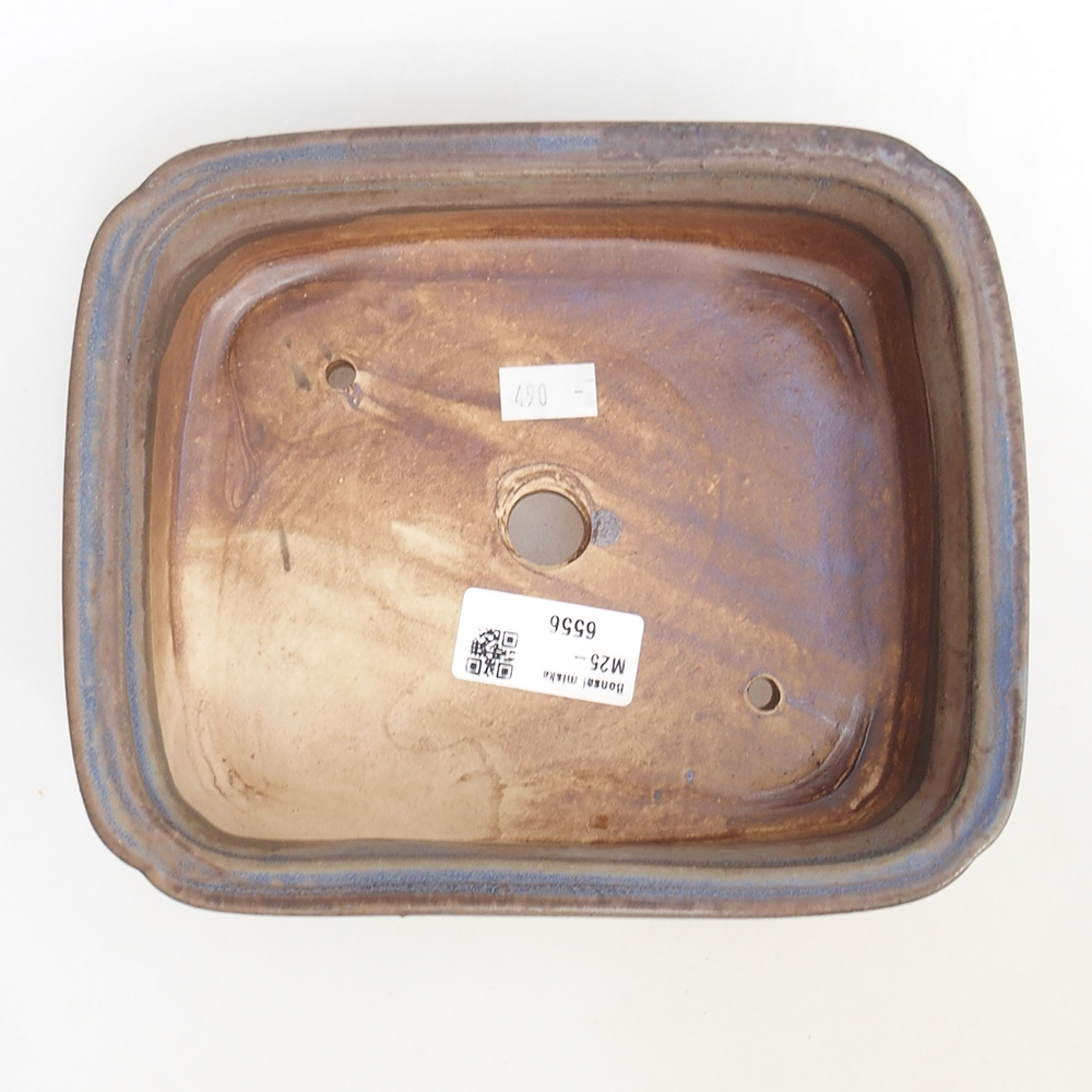 Bonsaischaal van keramiek 20 x 17 x 6 cm, kleur blauw