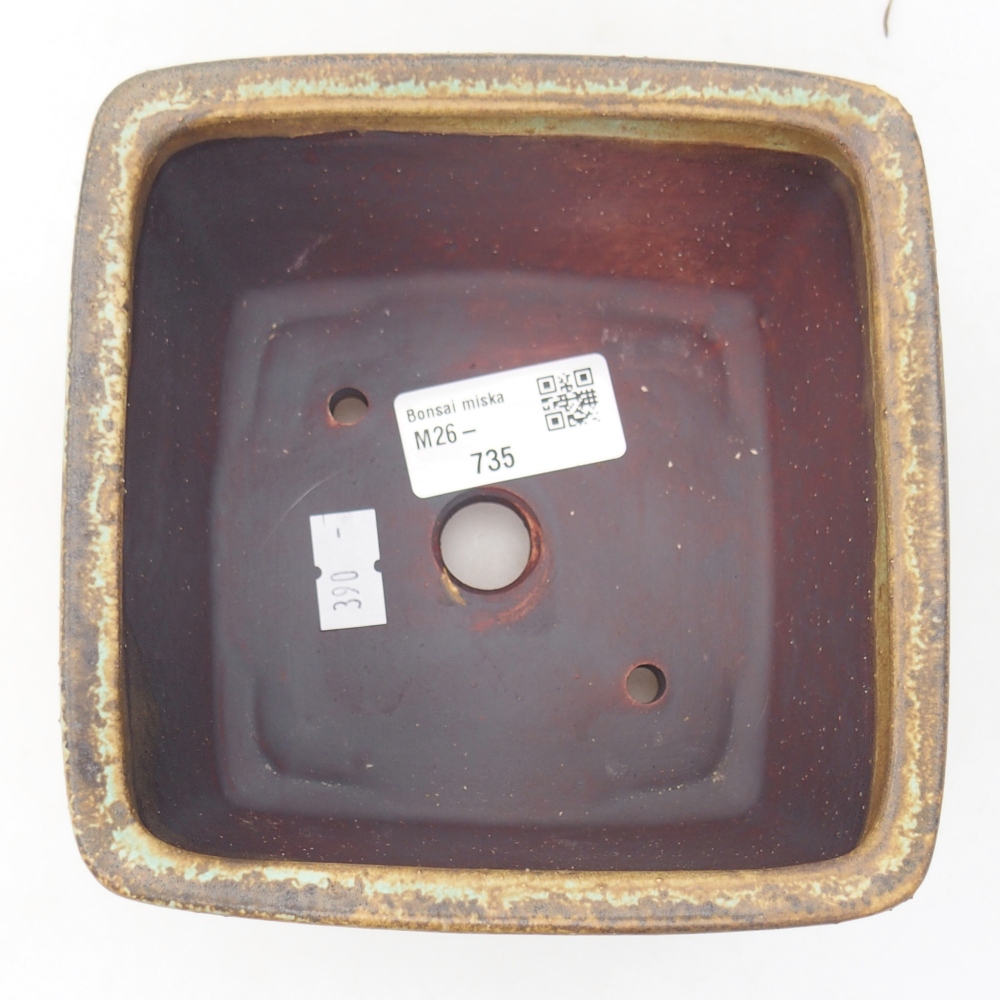 Bonsaischaal van keramiek 12,5 x 12,5 x 8 cm, groen