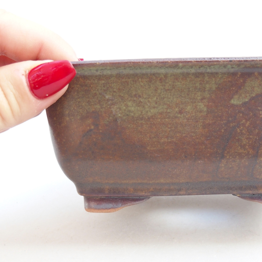 Bonsaischaal van keramiek 26 x 26 x 8 cm, kleur rood