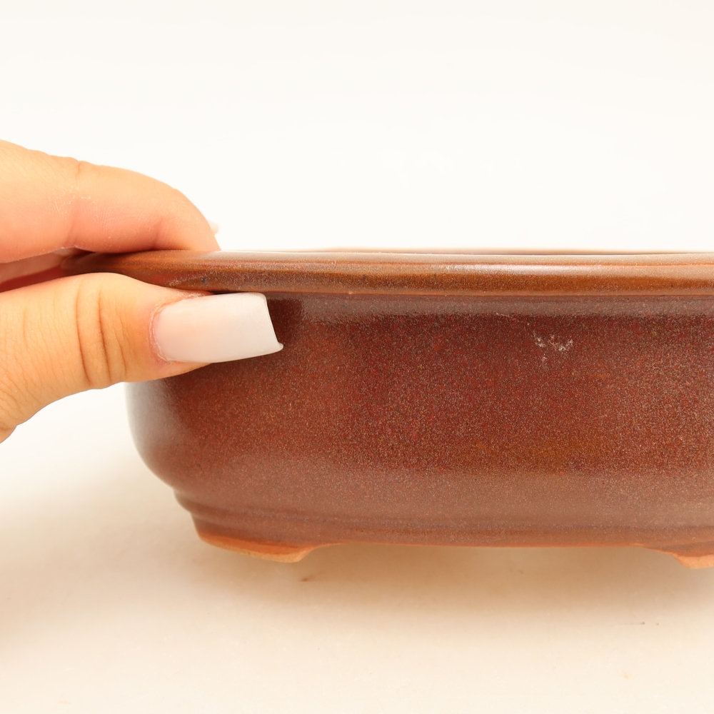 Keramische bonsaipot 18 x 14,5 x 5,5 cm, kleur bordeauxrood