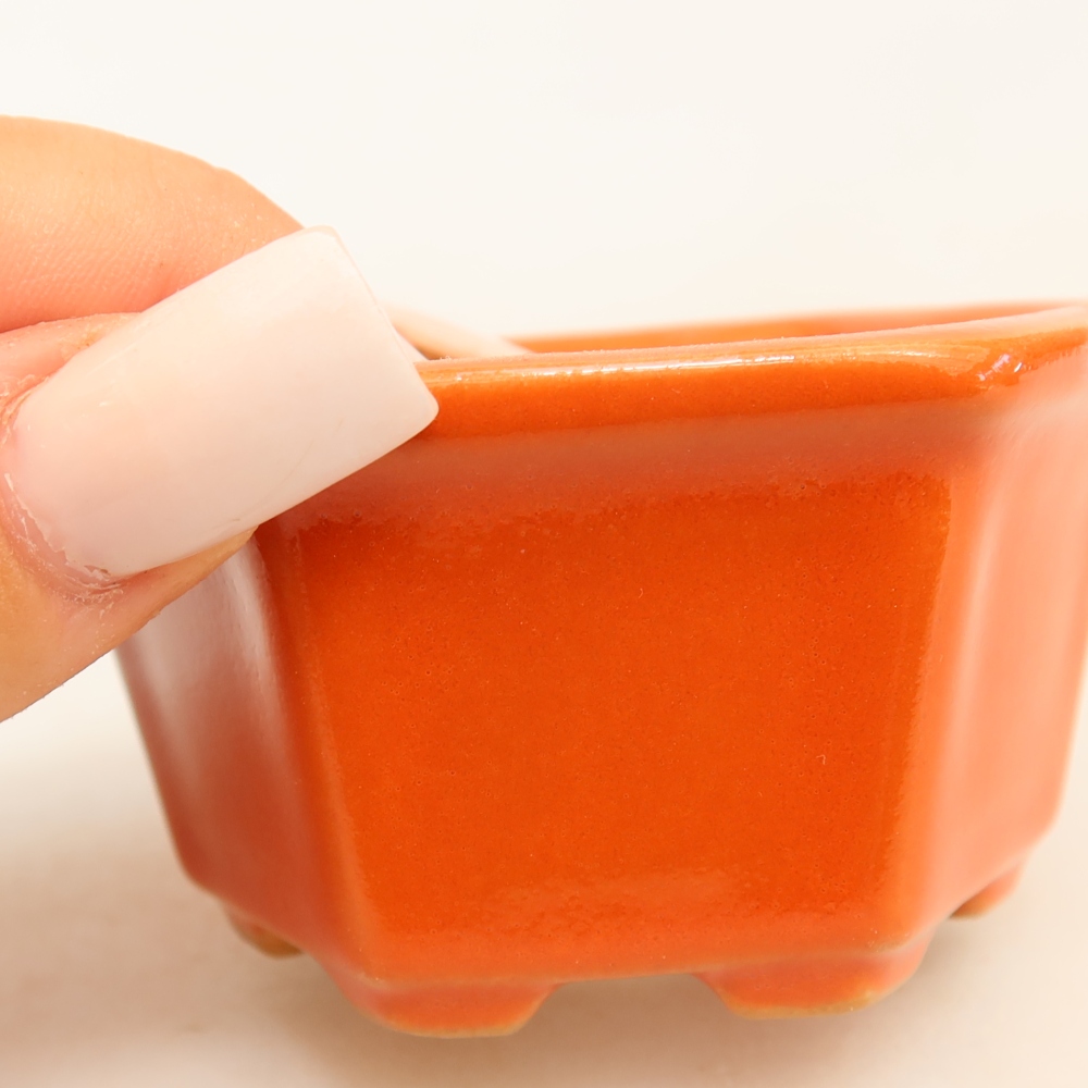 Keramische bonsaipot 7,5 x 7 x 4 cm, kleur: oranje