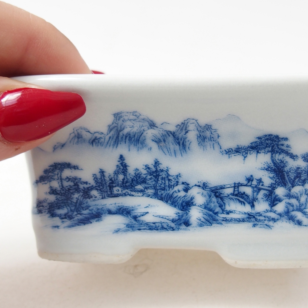 Mini bonsaischaal 10 x 7,5 x 4 cm, kleur wit