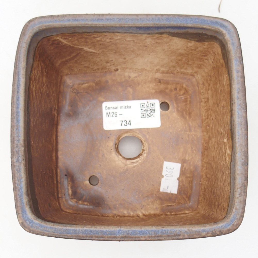 Bonsaischaal van keramiek 12,5 x 12,5 x 8 cm, kleur blauw
