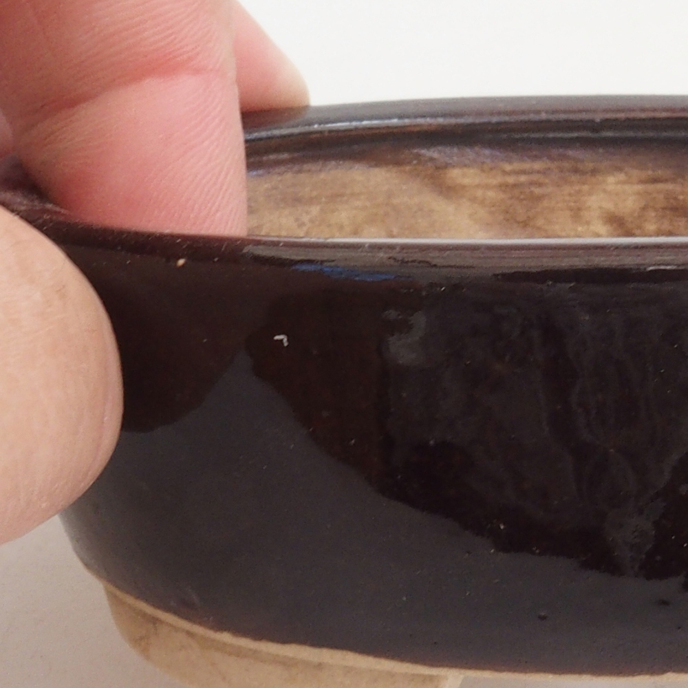 Bonsaischaal van keramiek 10 x 8,5 x 4 cm, bruin