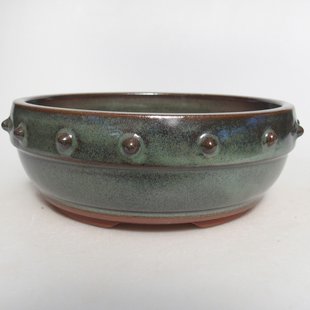 Bonsaischaal van keramiek 16,5 x 16,5 x 7 cm, groen