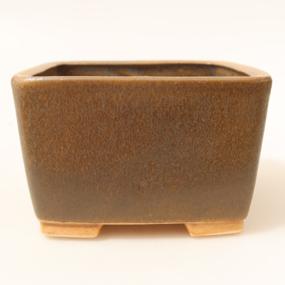 Keramische bonsaipot 10,5 x 10,5 x 7 cm, kleur bruin
