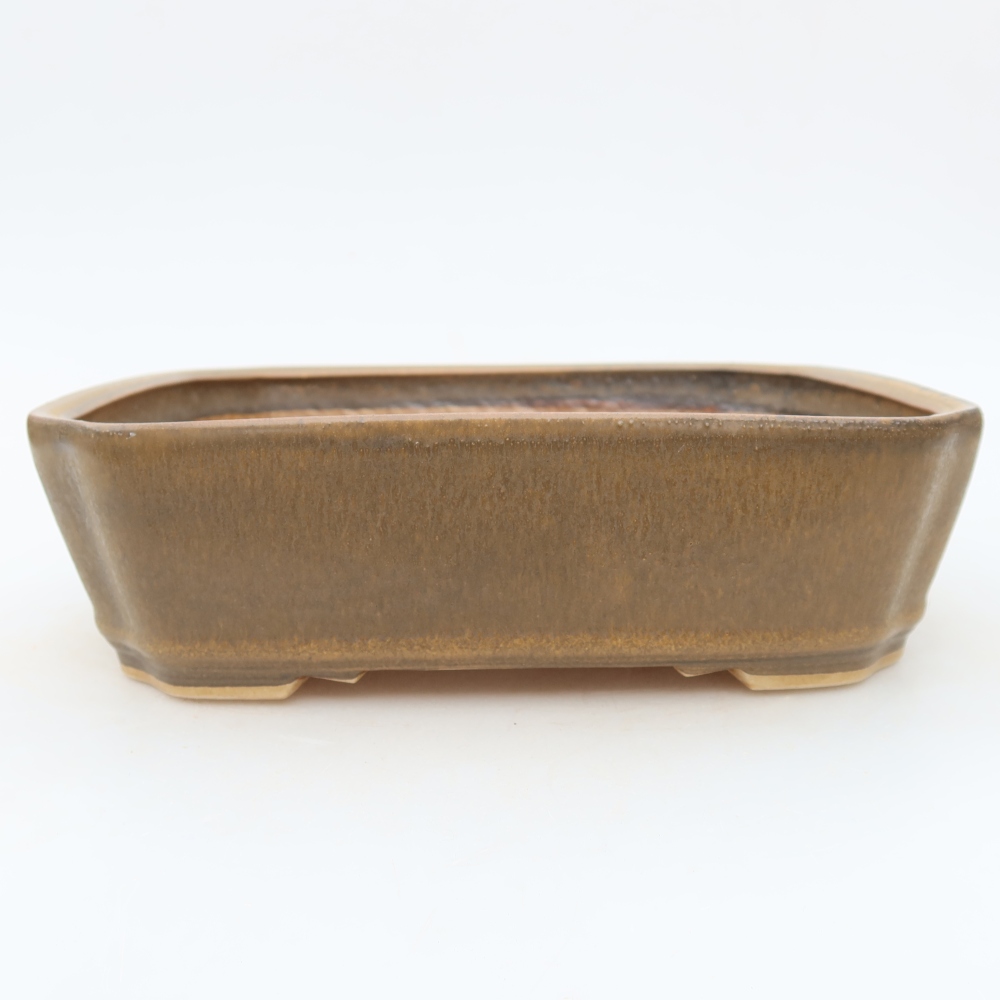 Keramische bonsaipot 21,5 x 18 x 6 cm, kleur bruin