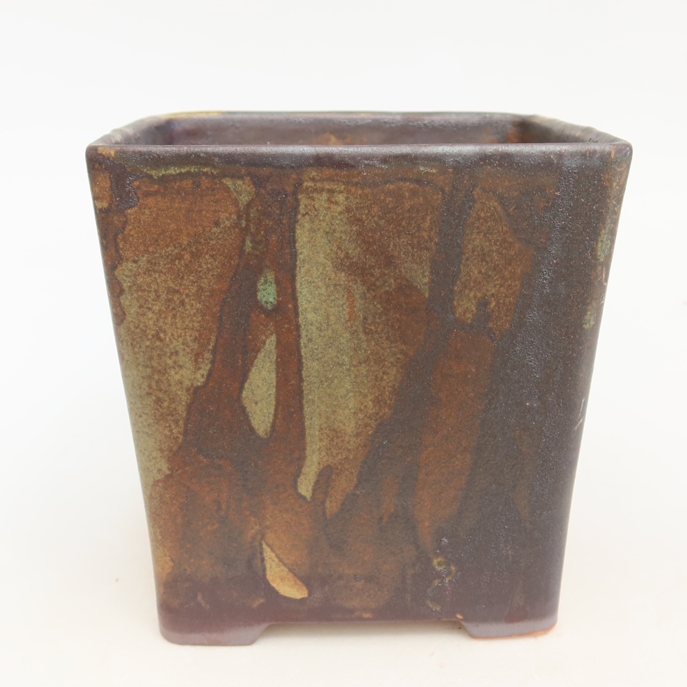 Keramische bonsaipot 13 x 13 x 14 cm, kleur bruin