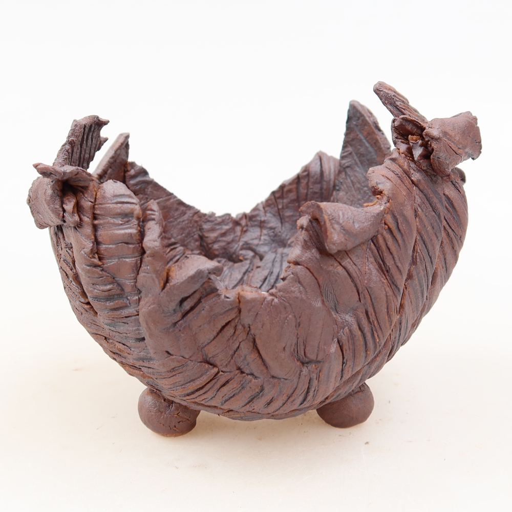 Keramische schaal  10,5 x 9,5 x 9 cm, kleur bruin