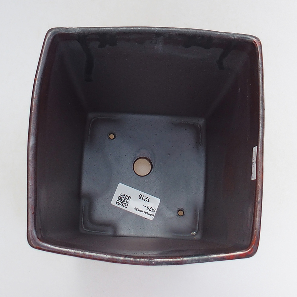 Bonsaischaal van keramiek 15 x 15 x 19 cm, kleur rood