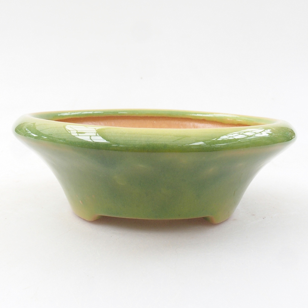 Bonsaischaal van keramiek 13,5 x 13,5 x 5 cm, groen