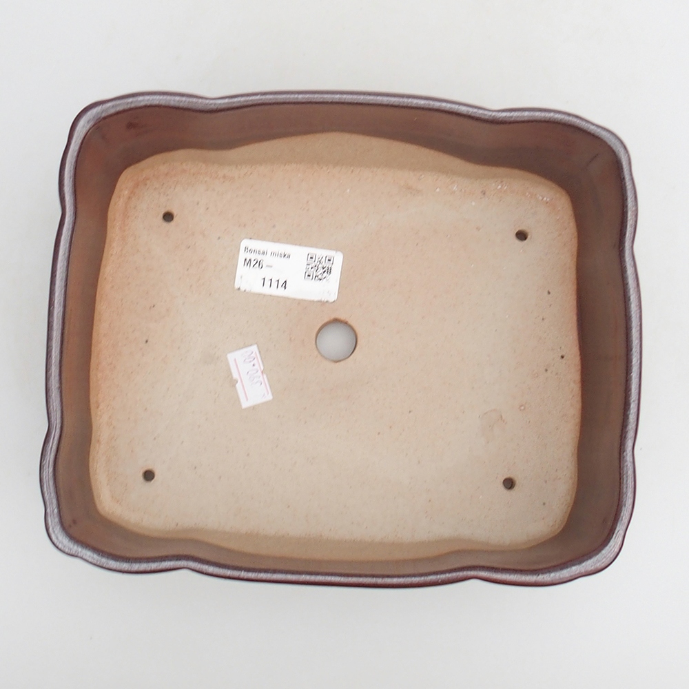 Bonsaischaal van keramiek 20 x 17 x 7 cm, bordeauxrood