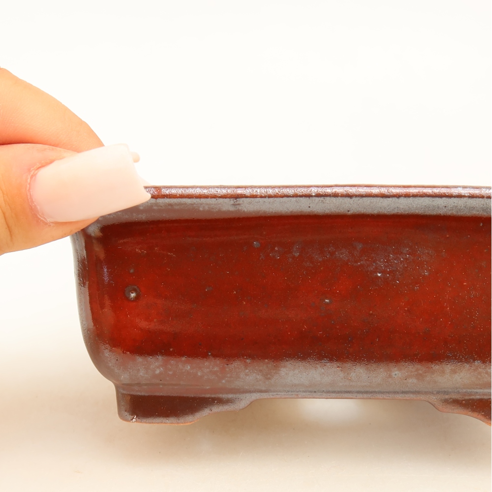 Keramische bonsaipot 12 x 10 x 5 cm, kleur: rood