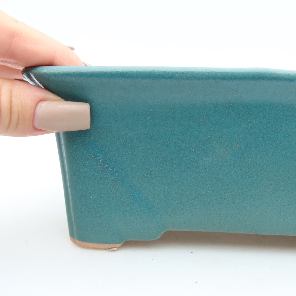 Keramische bonsai-schaal 18 x 13,5 x 7,5 cm, kleur: blauw