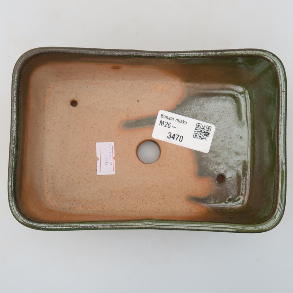 Keramische bonsaischaal 16 x 10,5 x 5,5 cm, kleur: groen