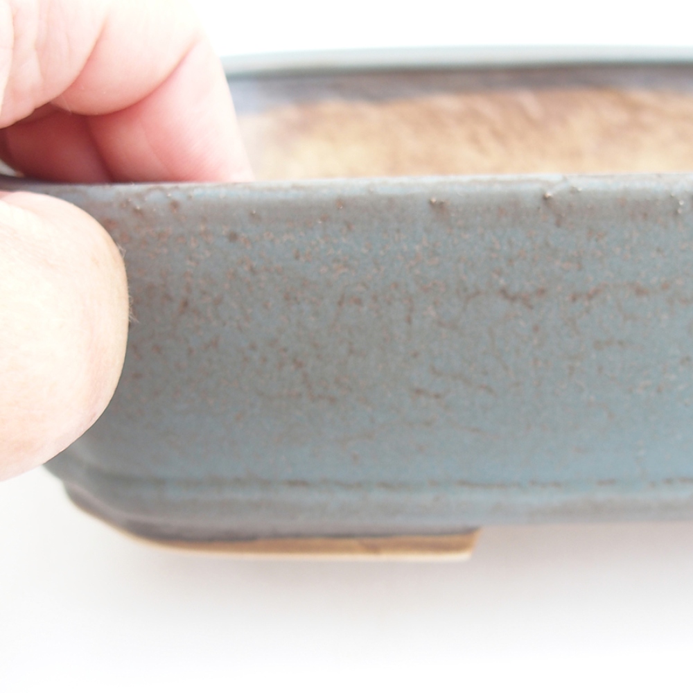 Bonsaischaal van keramiek 24 x 20,5 x 6 cm, kleur blauw