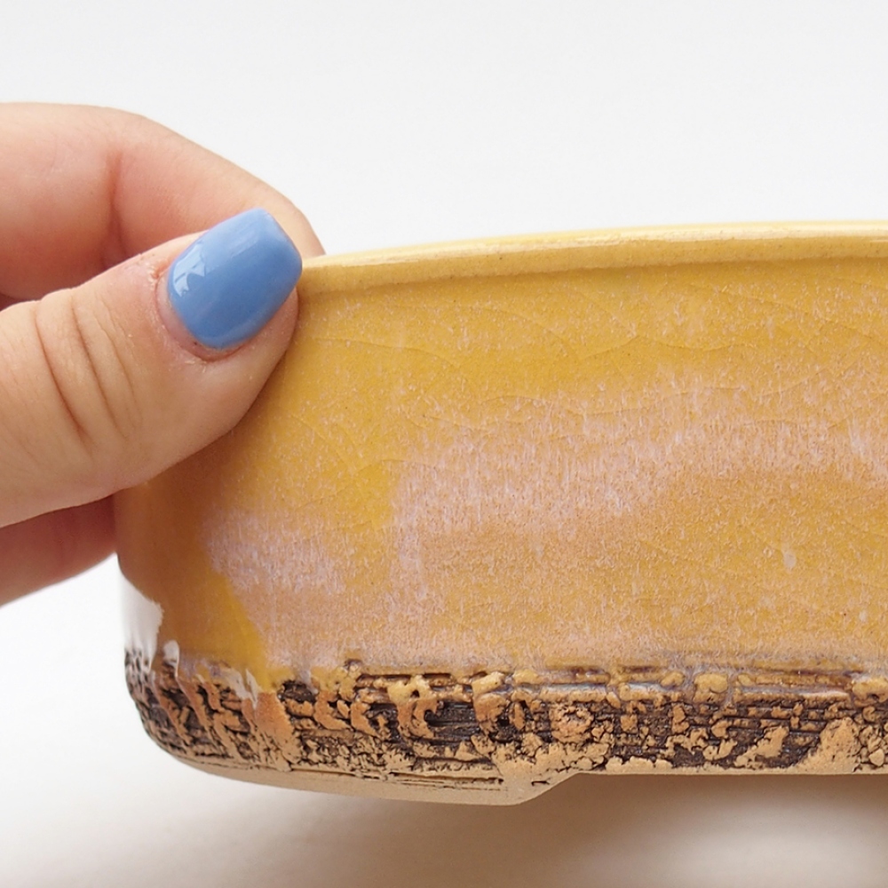 Bonsaischaal van keramiek 18,5 x 18,5 x 6 cm, geel