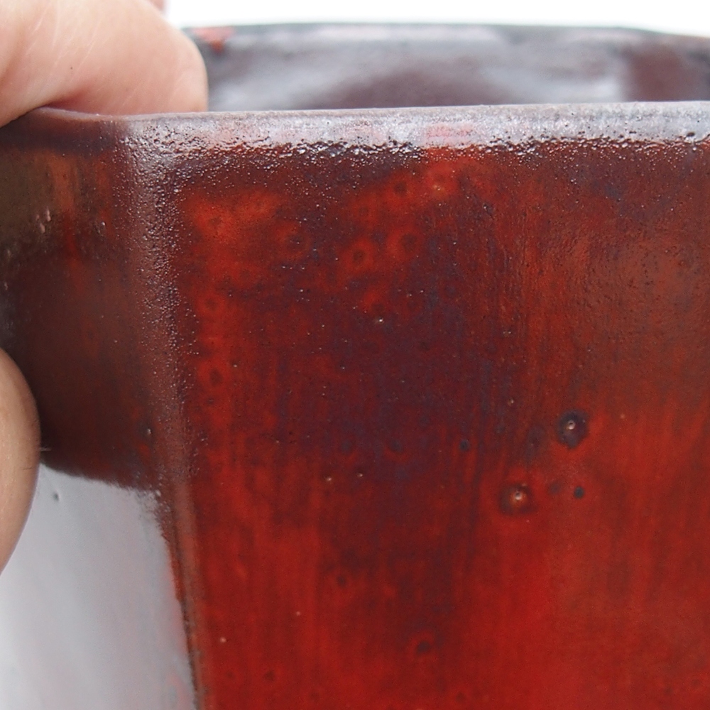 Bonsaischaal van keramiek 13 x 11,5 x 17 cm, kleur rood