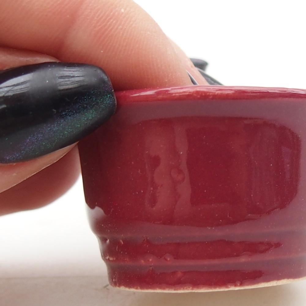 Mini bonsaischaal 4 x 4 x 2 cm, bordeauxrood