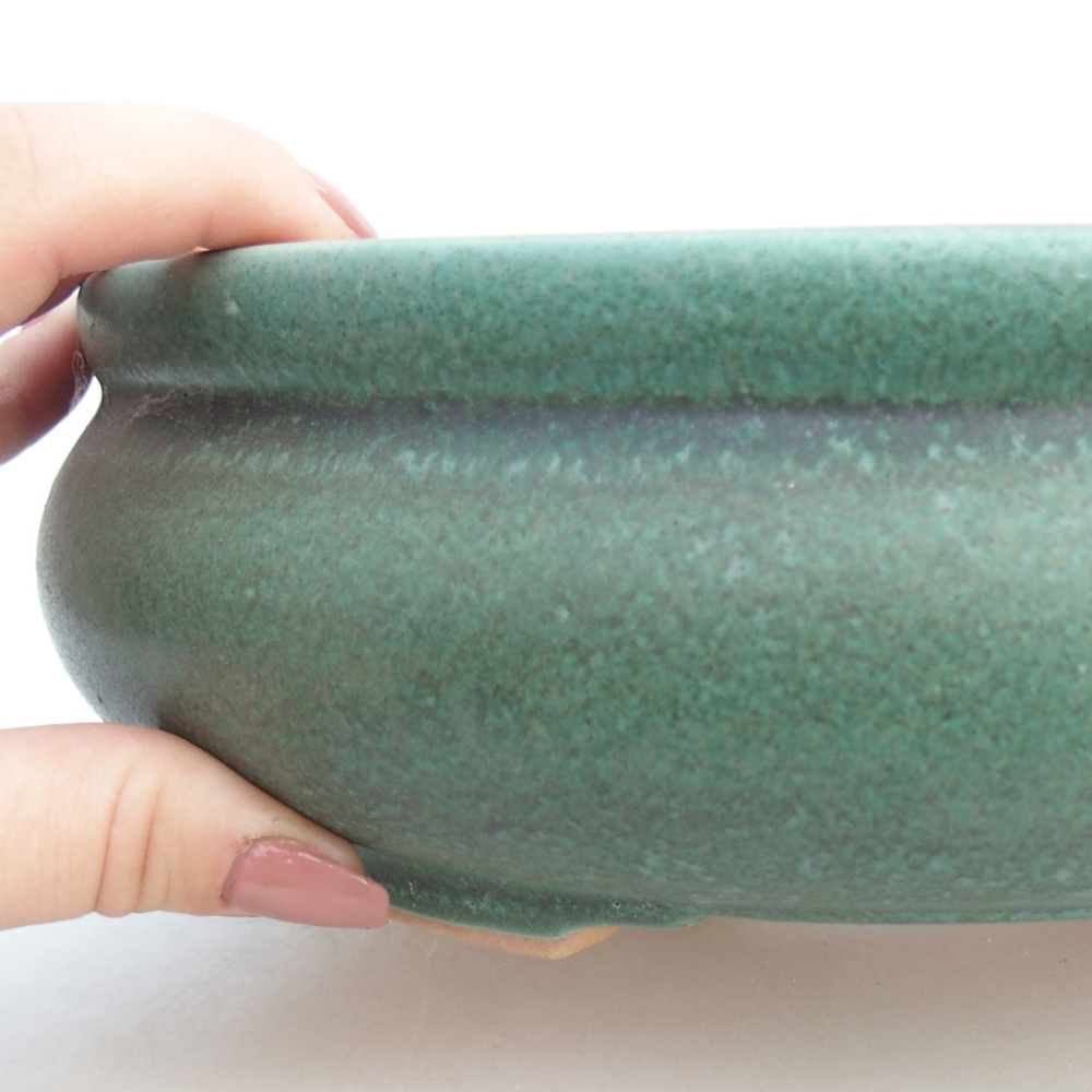 Bonsaischaal van keramiek 23 x 23 x 8 cm, groen