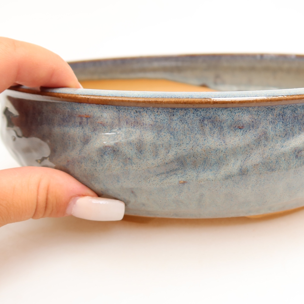 Keramische bonsaipot 21,5 x 21,5 x 6 cm, kleur grijs