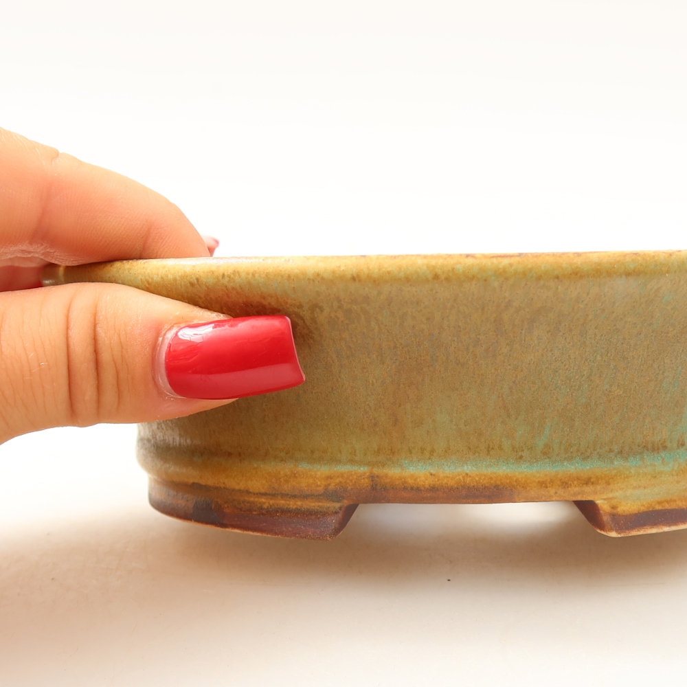 Keramische bonsaipot 14,5 x 13 x 4 cm, kleur groen