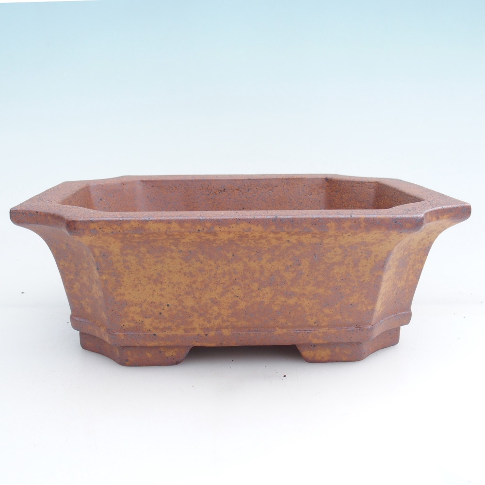 Bonsaischaal van keramiek 23,5 x 17,5 x 8,5 cm, bruin